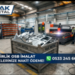 Birlik OSB otomotiv yan sanayi fabrikasında geri dönüşüm için ayrılmış parlak alüminyum piston hurdaları, metal talaşlar ve pik döküm motor parçalarının yakından çekimi.