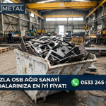 Tuzla İTOSB sanayi sitesinde Hak Metal vinci eski makine şaselerini tır tır yüklüyor.