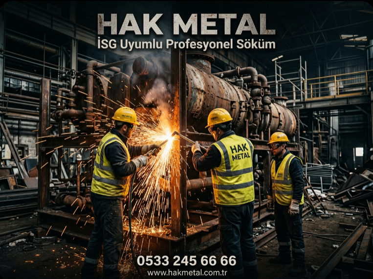 İSG donanımlı Hak Metal personeli tarafından gerçekleştirilen ağır tonajlı endüstriyel soğutma grubu ve chiller söküm işlemi.